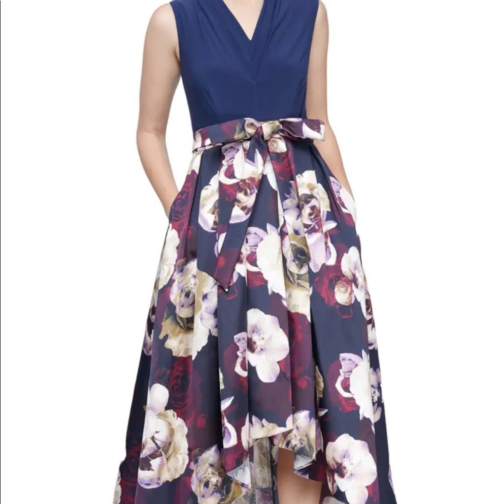 NWT SLNY high low formal navy dress